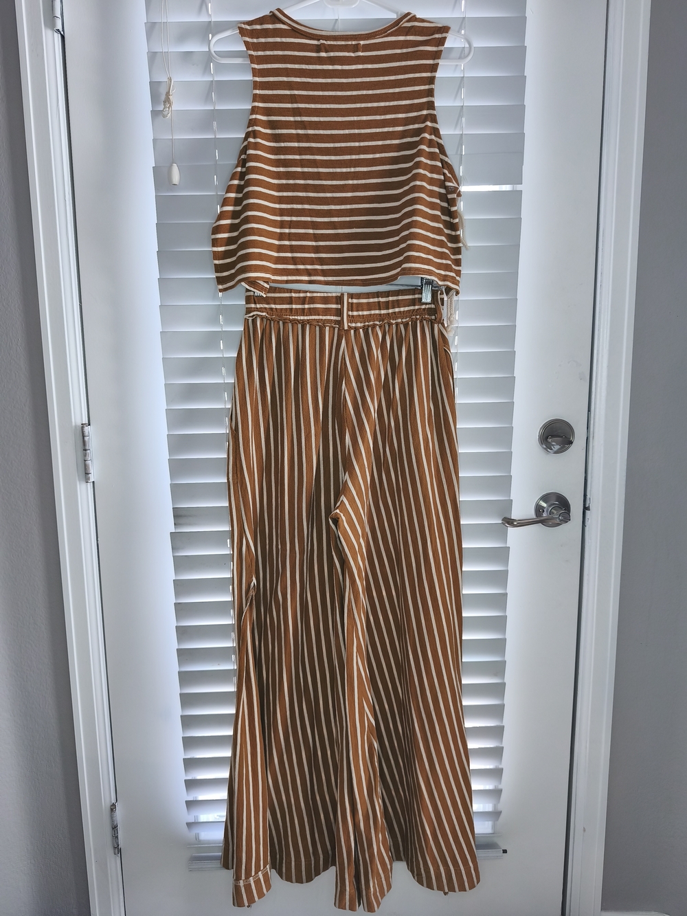 Free People Beach Sunnydaze Striped Pants & Crop Top Co-Ord Set Brown Small S - Picture 3 of 13